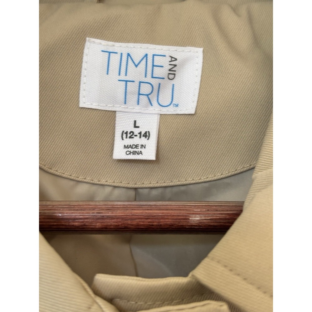Time And Tru Classic Trench Coat Tan Beige Women's - Picture 6 of 7